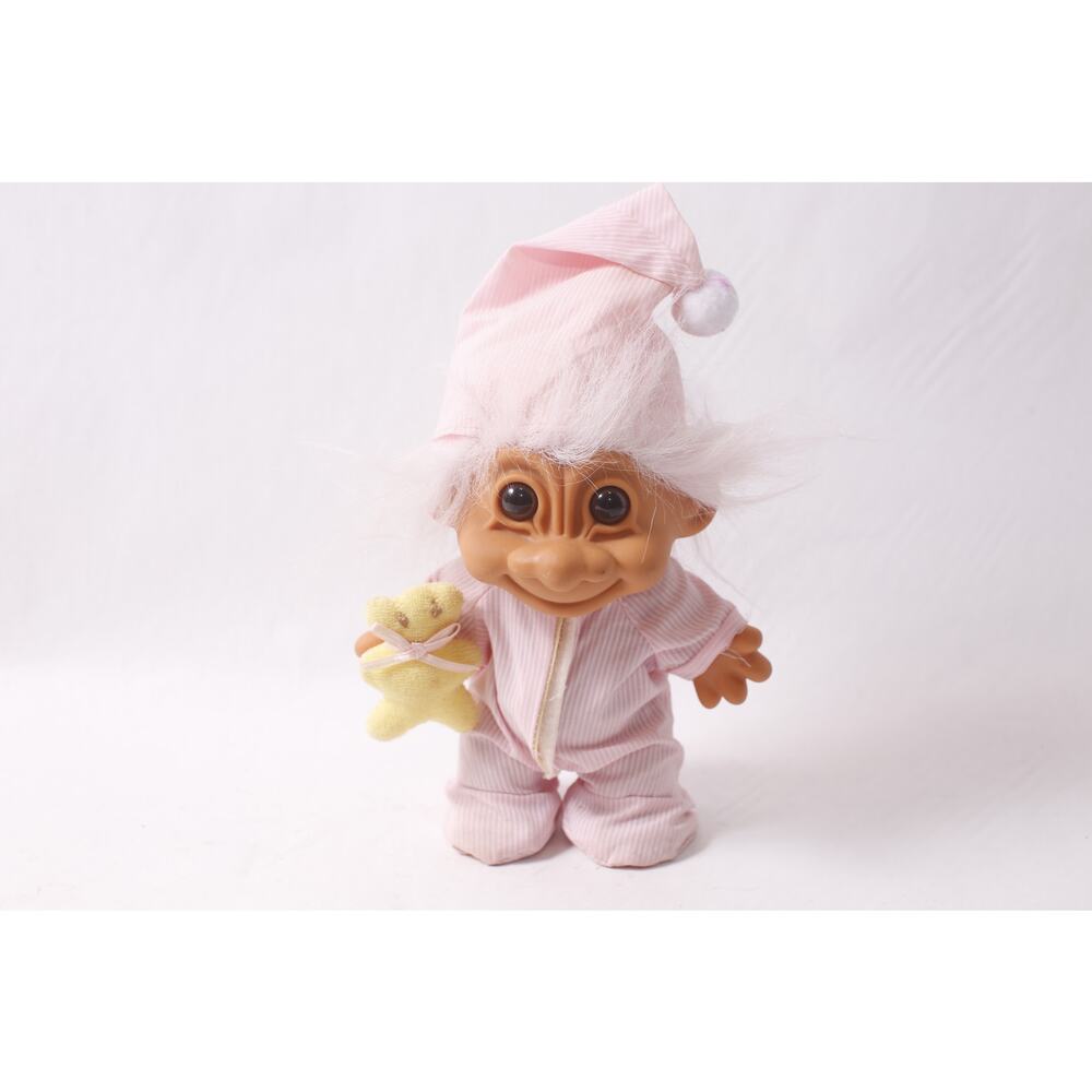 XL Russ Troll Sleepy Time Night Night Doll in Pink Pajamas and Nightcap